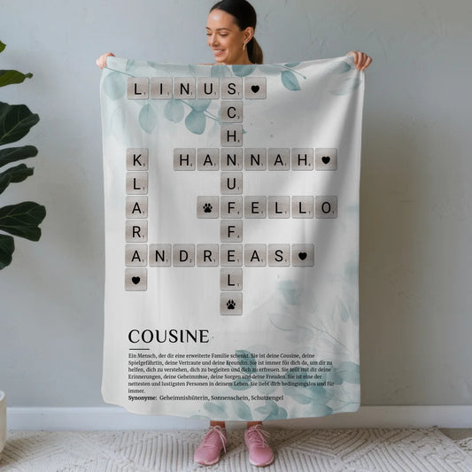 Kuscheldecke Foto Acrylglasbild Poster Kreuzworträtsel mit Namen