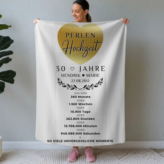 Kuscheldecke Foto 30 Hochzeitstag Geschenk Perlenhochzeit