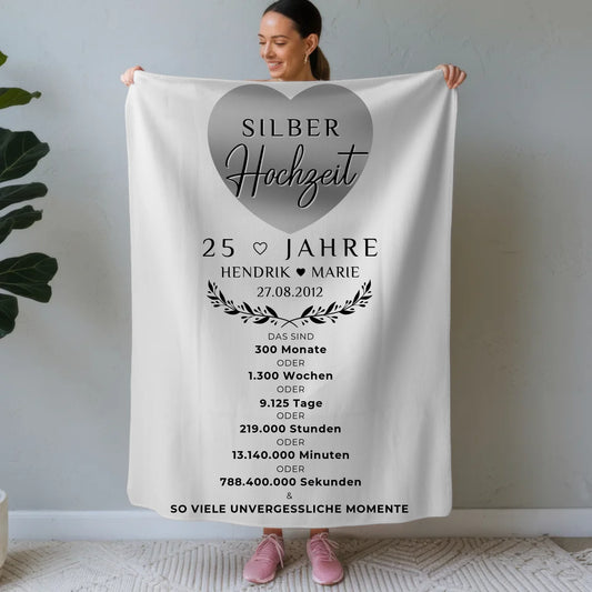 Kuscheldecke Foto 25 Hochzeitstag Geschenk Silberhochzeit