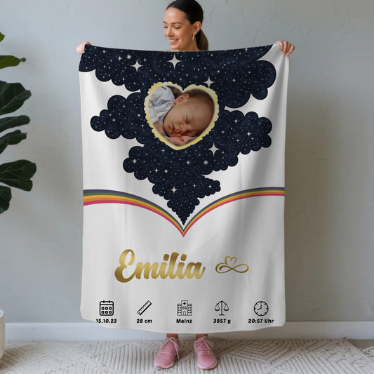 Krabbeldecke Mit Namen Geburtsdatum Foto Herz Mädchen Jungen