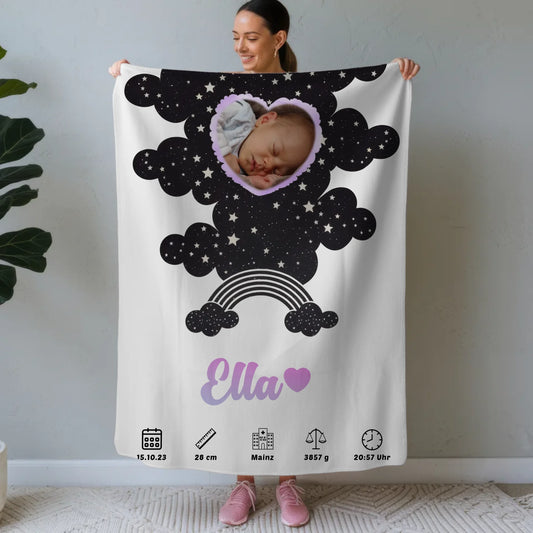 Decke Zur Geburt Mit Namen Fotoherz für Mädchen Jungen