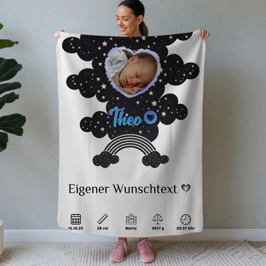 Babydecke Mit Namen Geburtsdatum Fotoherz Mädchen Jungen