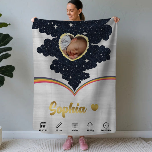 Decke Zur Geburt Mit Namen Holz Hell Baby Geschenk