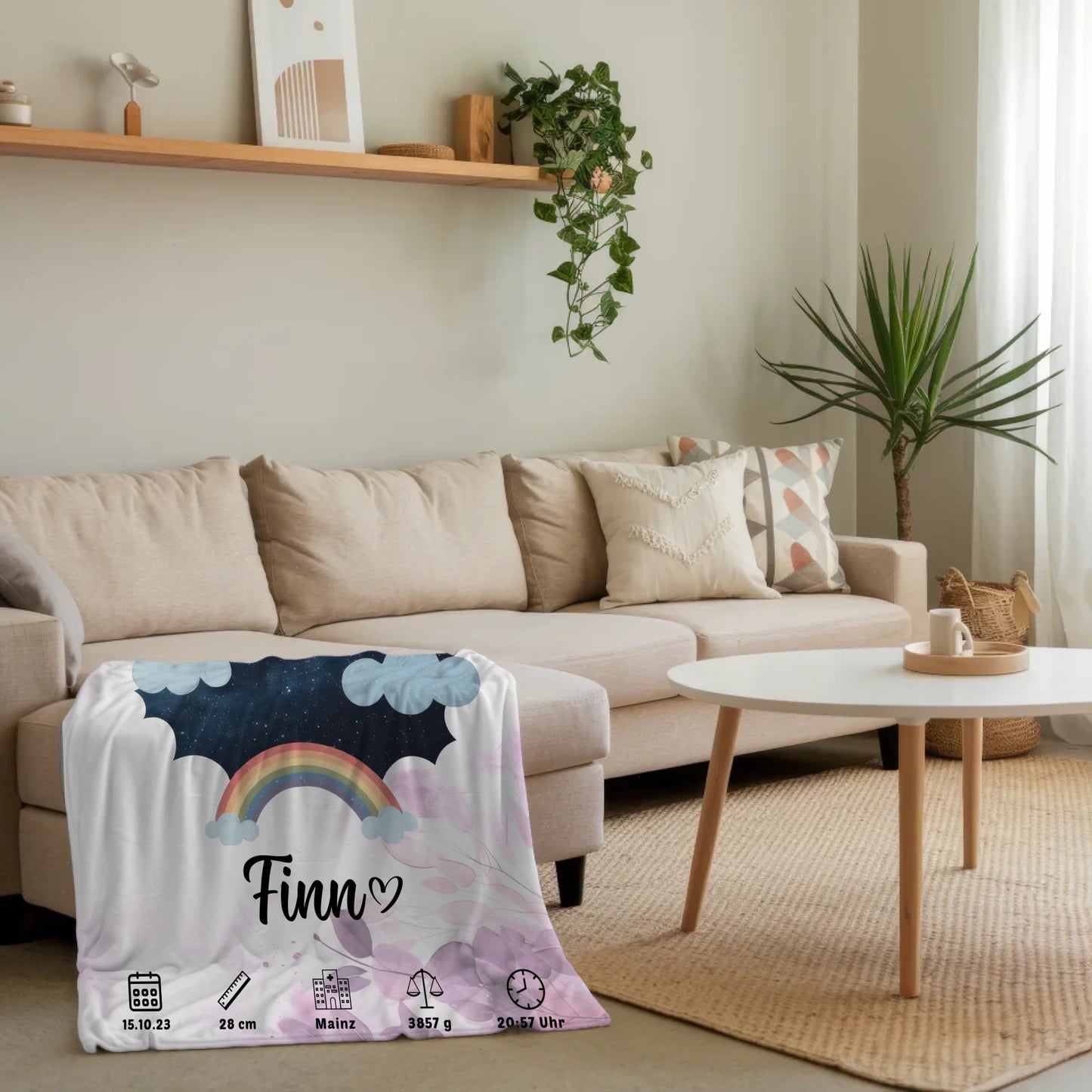 Krabbeldecke Mit Namen Geburtsdatum Pink Rosa Floral Baby