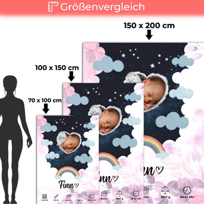 Krabbeldecke Mit Namen Geburtsdatum Pink Rosa Floral Baby