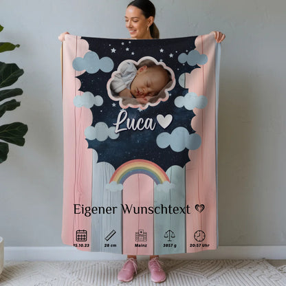 Decke Zur Geburt Mit Namen Holz Bunt Baby Geschenk