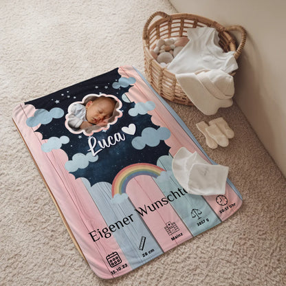 Decke Zur Geburt Mit Namen Holz Bunt Baby Geschenk