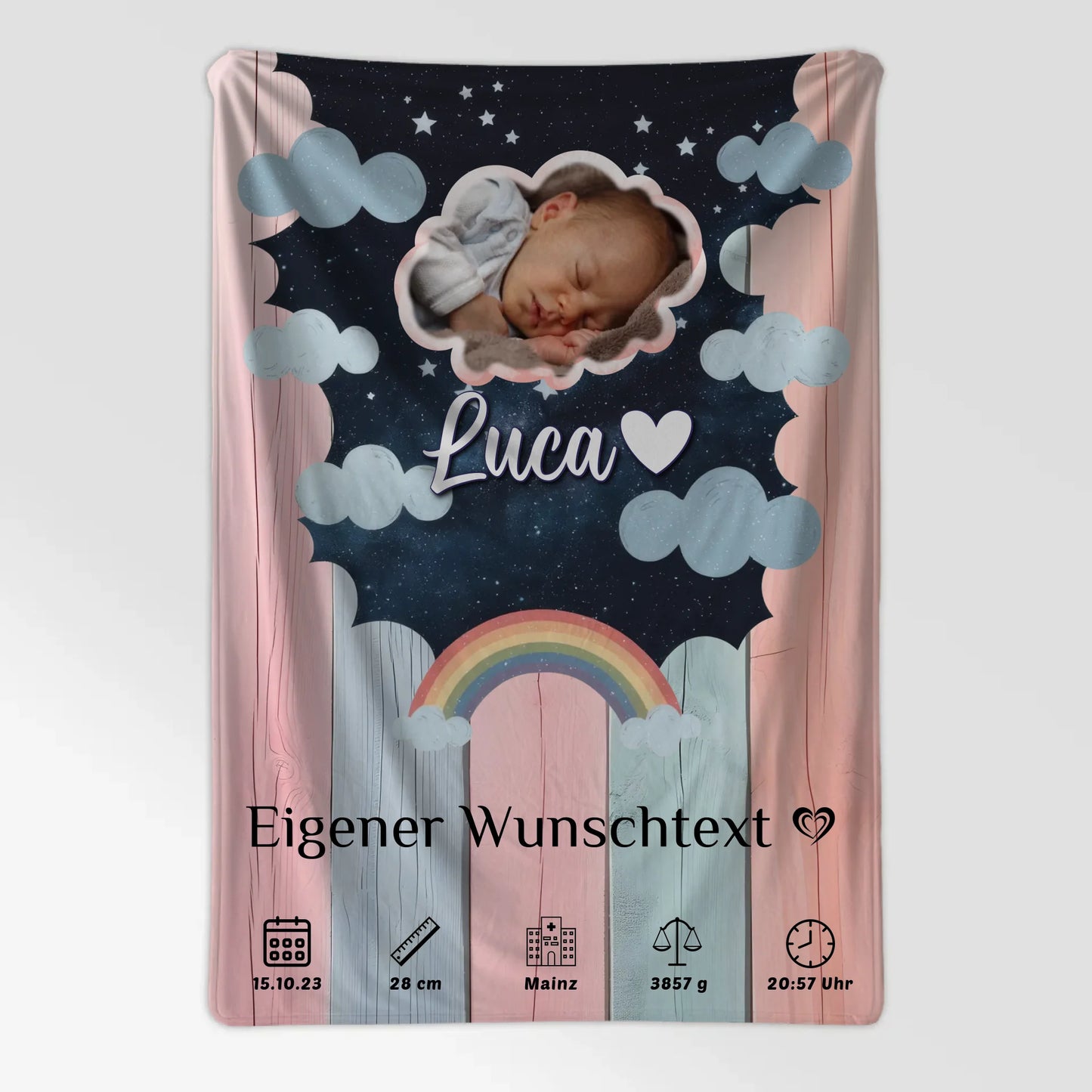 Decke Zur Geburt Mit Namen Holz Bunt Baby Geschenk