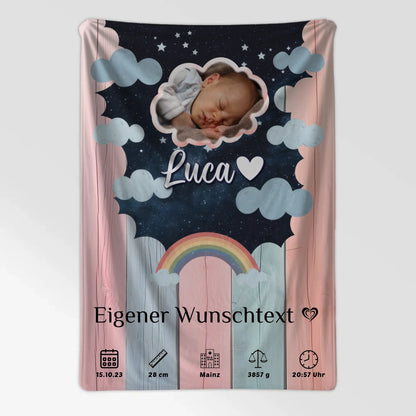 Decke Zur Geburt Mit Namen Holz Bunt Baby Geschenk