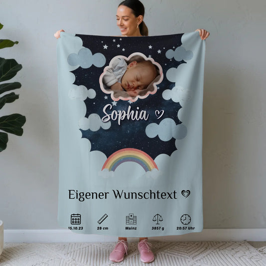 Personalisiertes Babydecke Namen Foto Wolke Geburtsposter