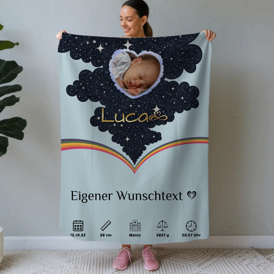 Babydecke Mit Namen Foto Herz personalisiert Geburtsposter