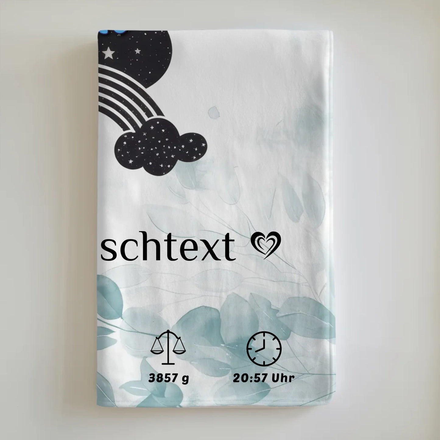 Babydecke Mit Namen Floral Mintgrün für Baby Jungen & Mädchen