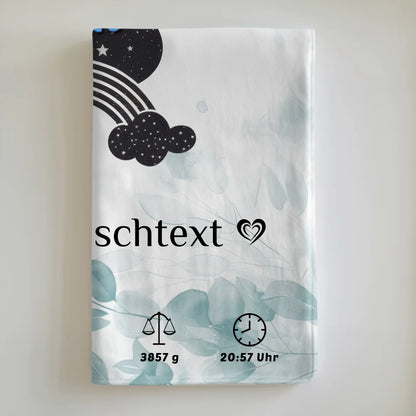 Babydecke Mit Namen Floral Mintgrün für Baby Jungen & Mädchen