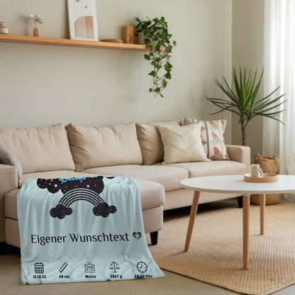 Krabbeldecke Mit Namen Geburtsdatum Foto Herz Blau