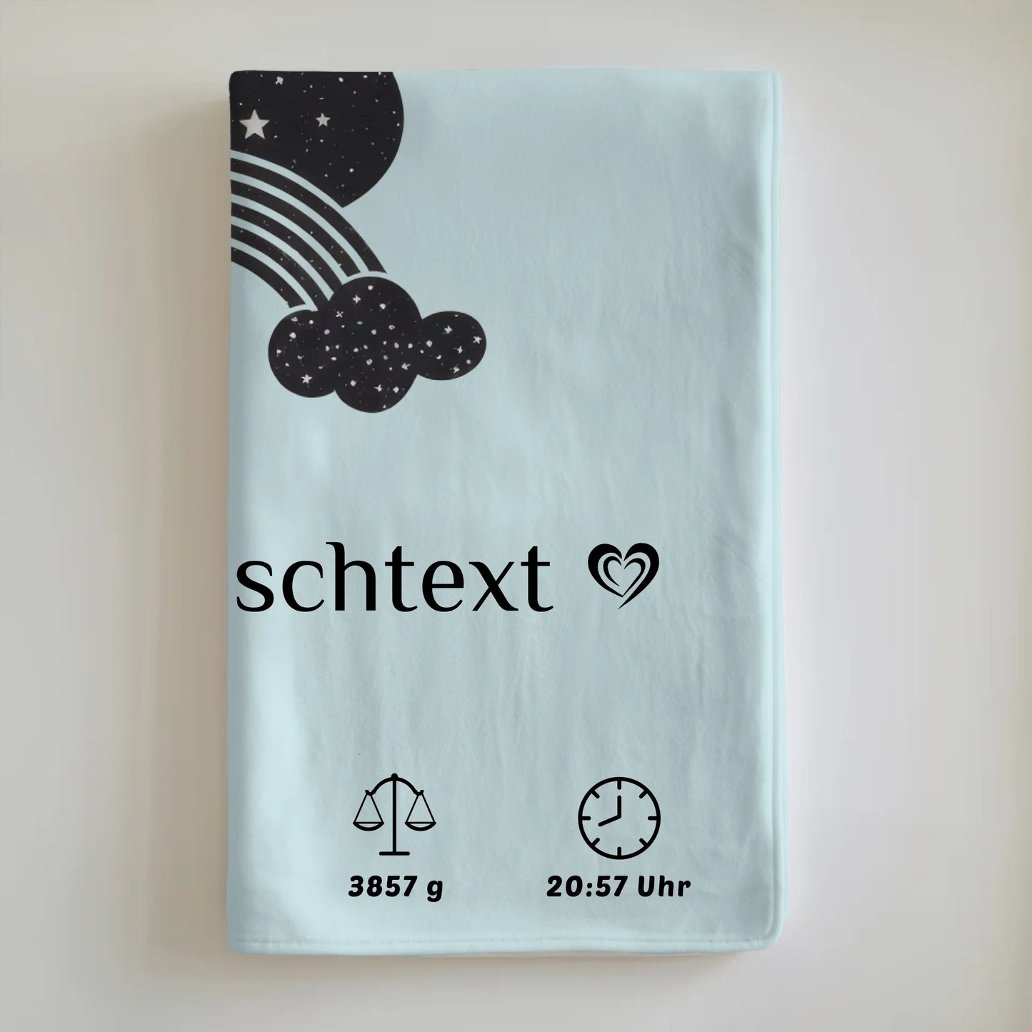 Krabbeldecke Mit Namen Geburtsdatum Foto Herz Blau