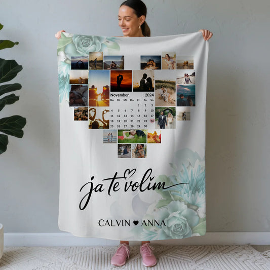 Personalisierte Fotocollage Kuscheldecke Ja Te Volim