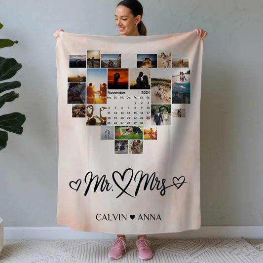 Decke Personalisiert Fotocollage Mr & Mrs Geschenkideen