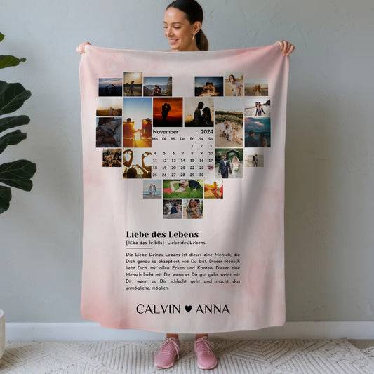 Personalisierte Fotocollage Kuscheldecke Definition Liebe