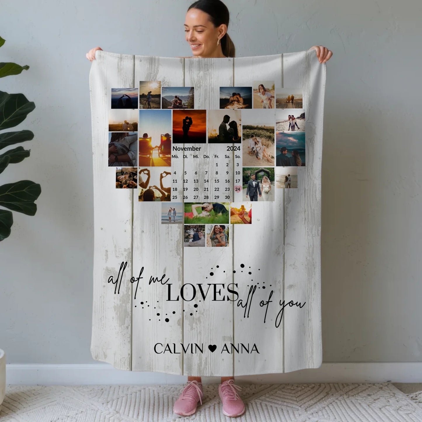 Personalisierte Kuscheldecke Fotocollage All Of Me Loves You für Paare