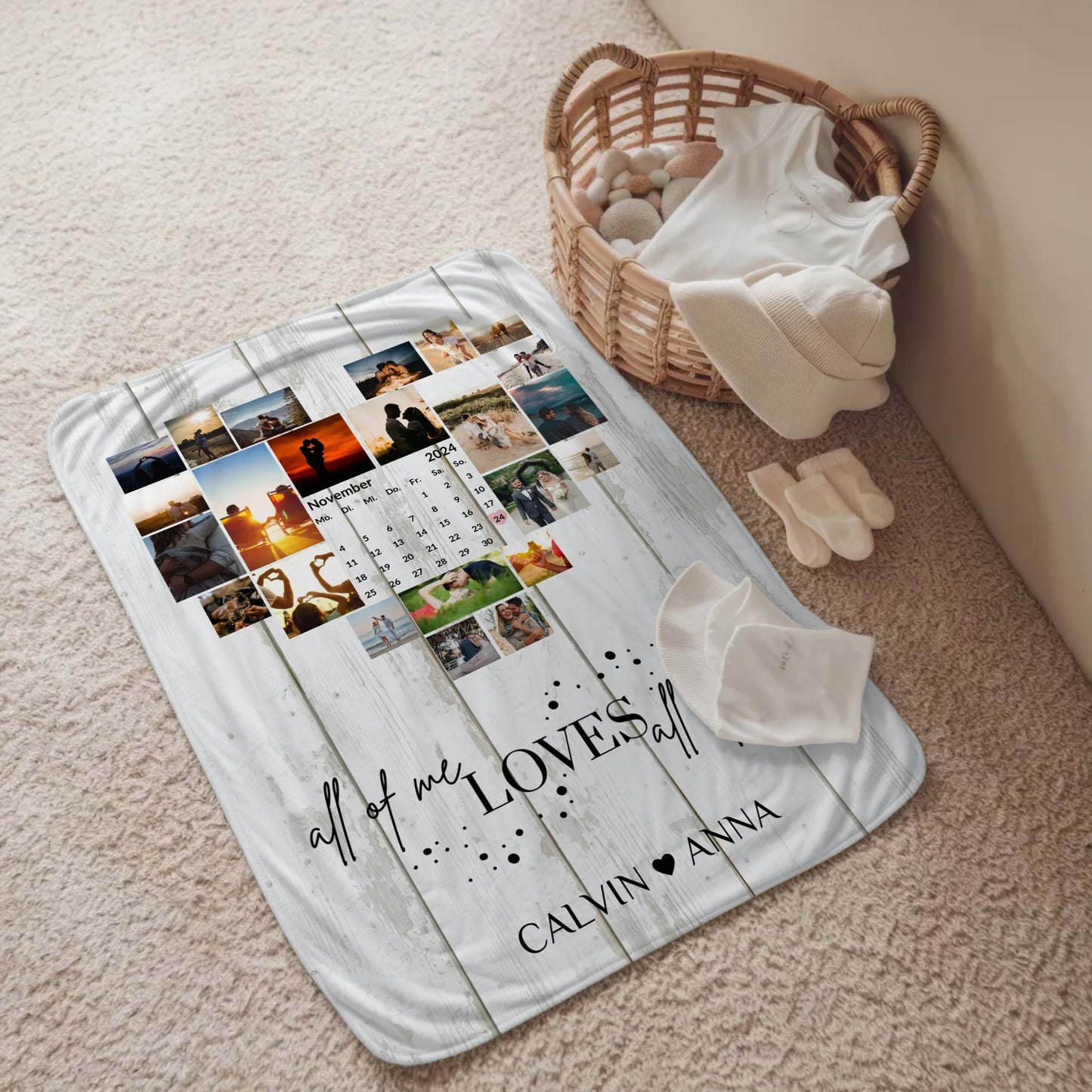 Personalisierte Kuscheldecke Fotocollage All Of Me Loves You für Paare
