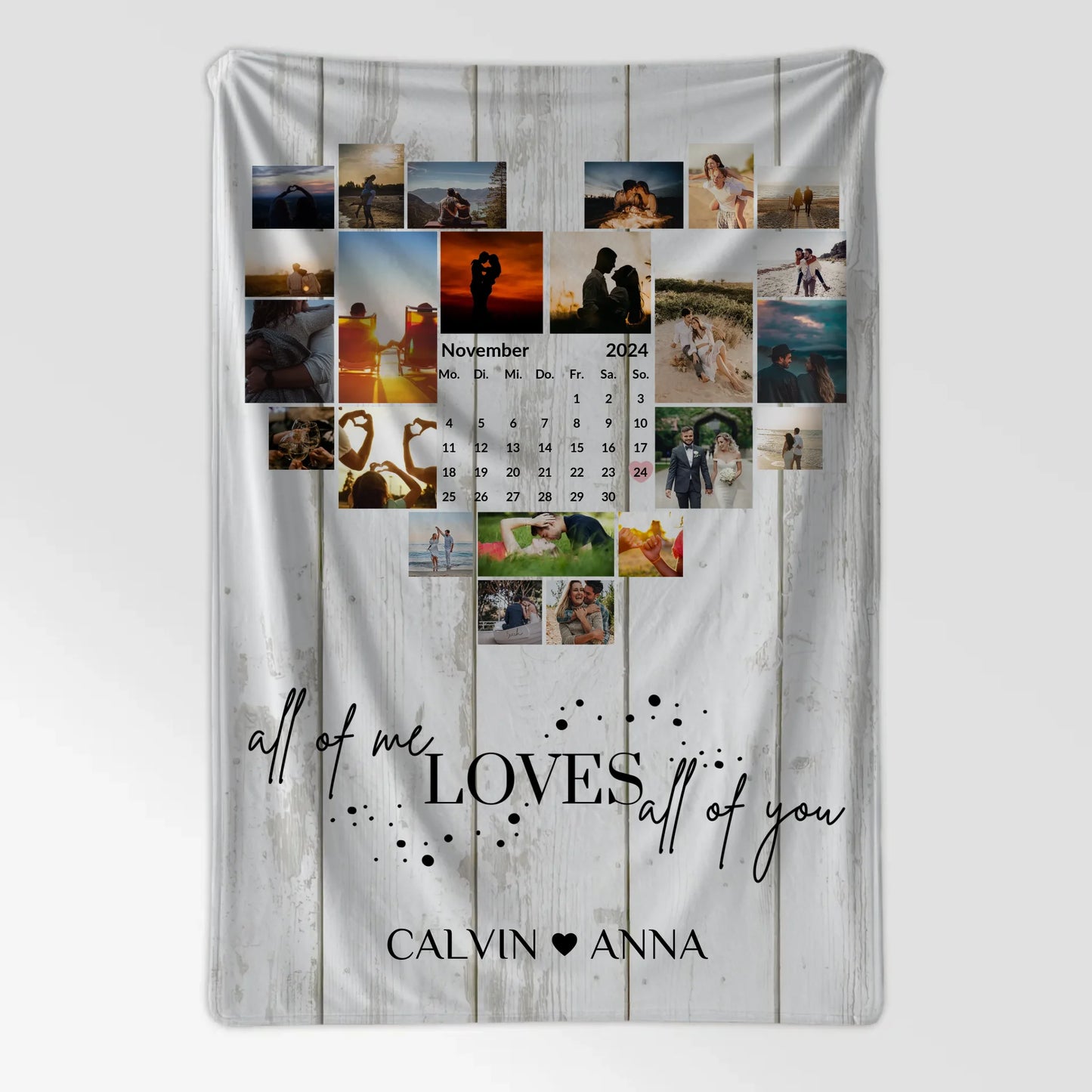 Personalisierte Kuscheldecke Fotocollage All Of Me Loves You für Paare