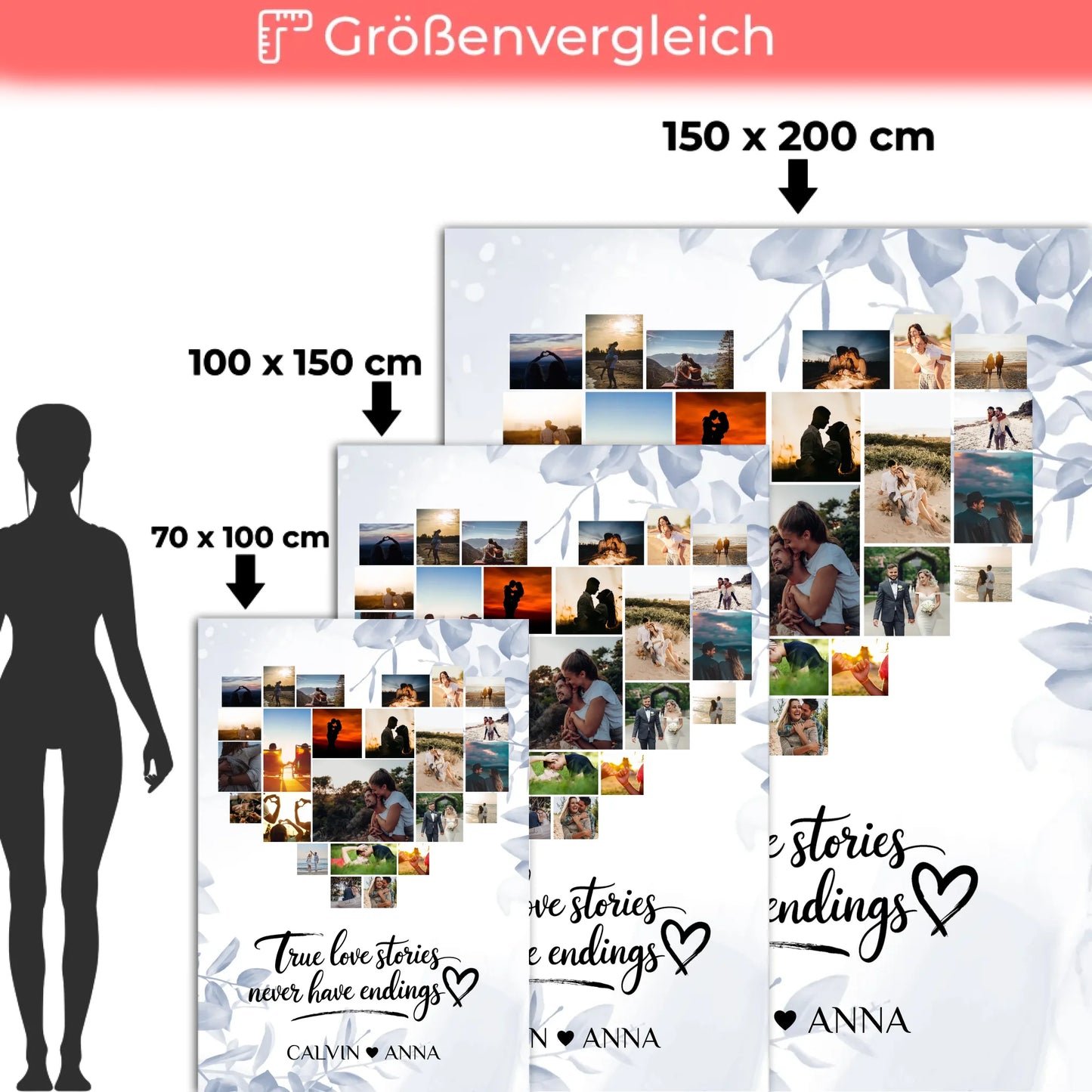 Foto Auf Decke Personalisiert Fotocollage True Love Stories