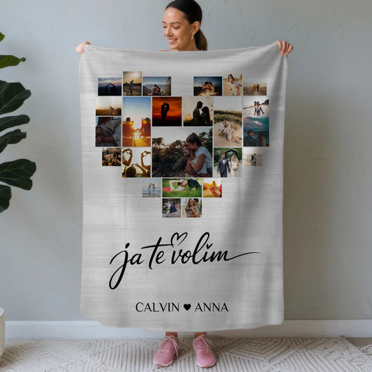 Personalisierte Decke Fotocollage Ja Te Volim Geschenk