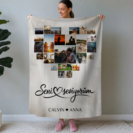 Fotodecke Fotocollage Seni Seviyorum Geschenkideen