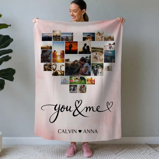 Personalisierte Kuscheldecke Fotocollage You Me Geschenk