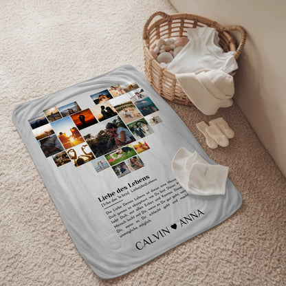 Personalisierte Fotocollage Kuscheldecke Definition Liebe für Paare