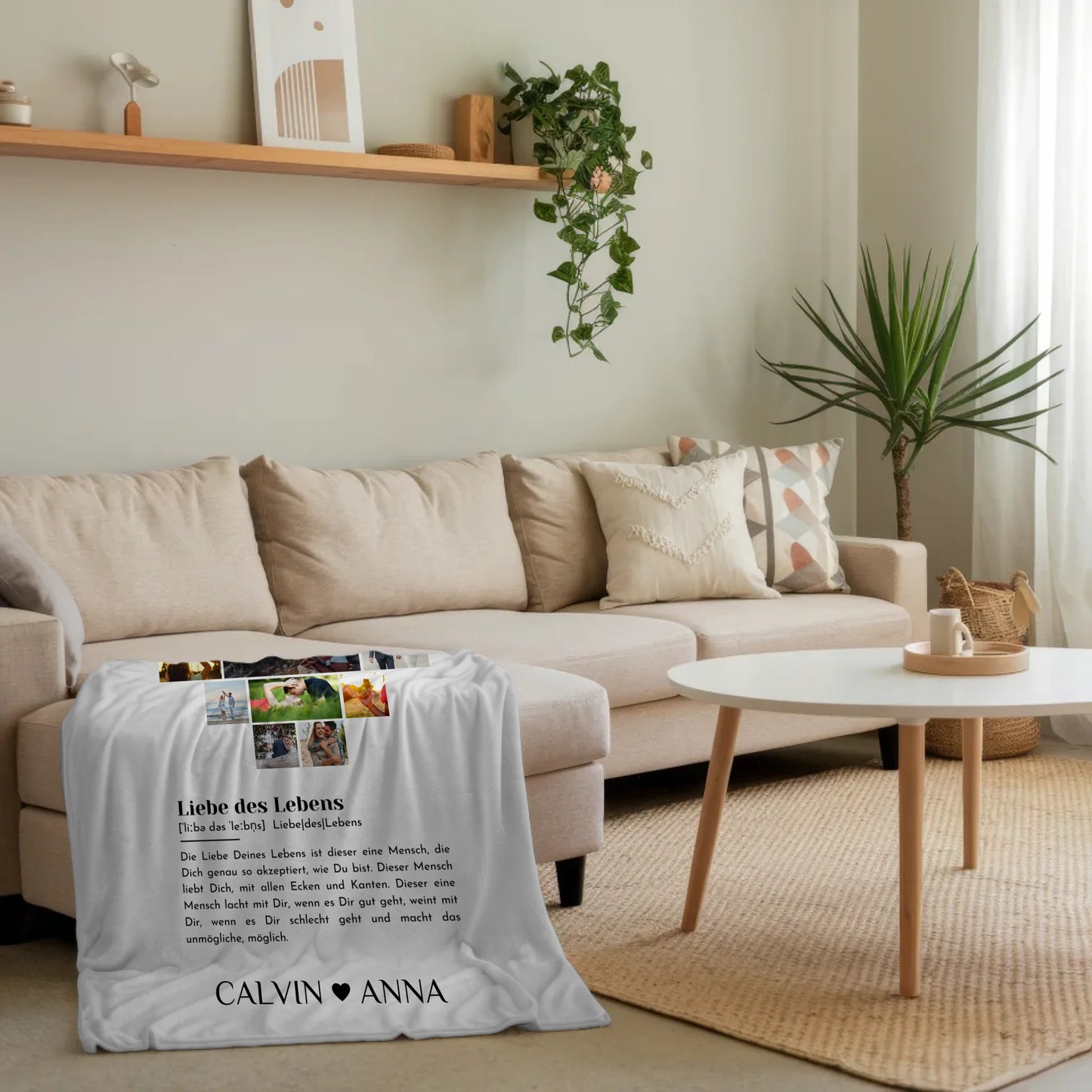 Personalisierte Fotocollage Kuscheldecke Definition Liebe für Paare