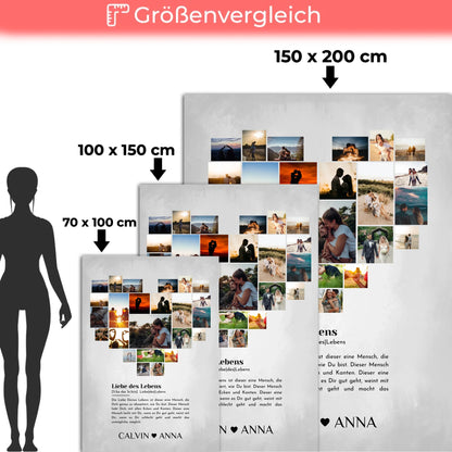 Personalisierte Fotocollage Kuscheldecke Definition Liebe für Paare