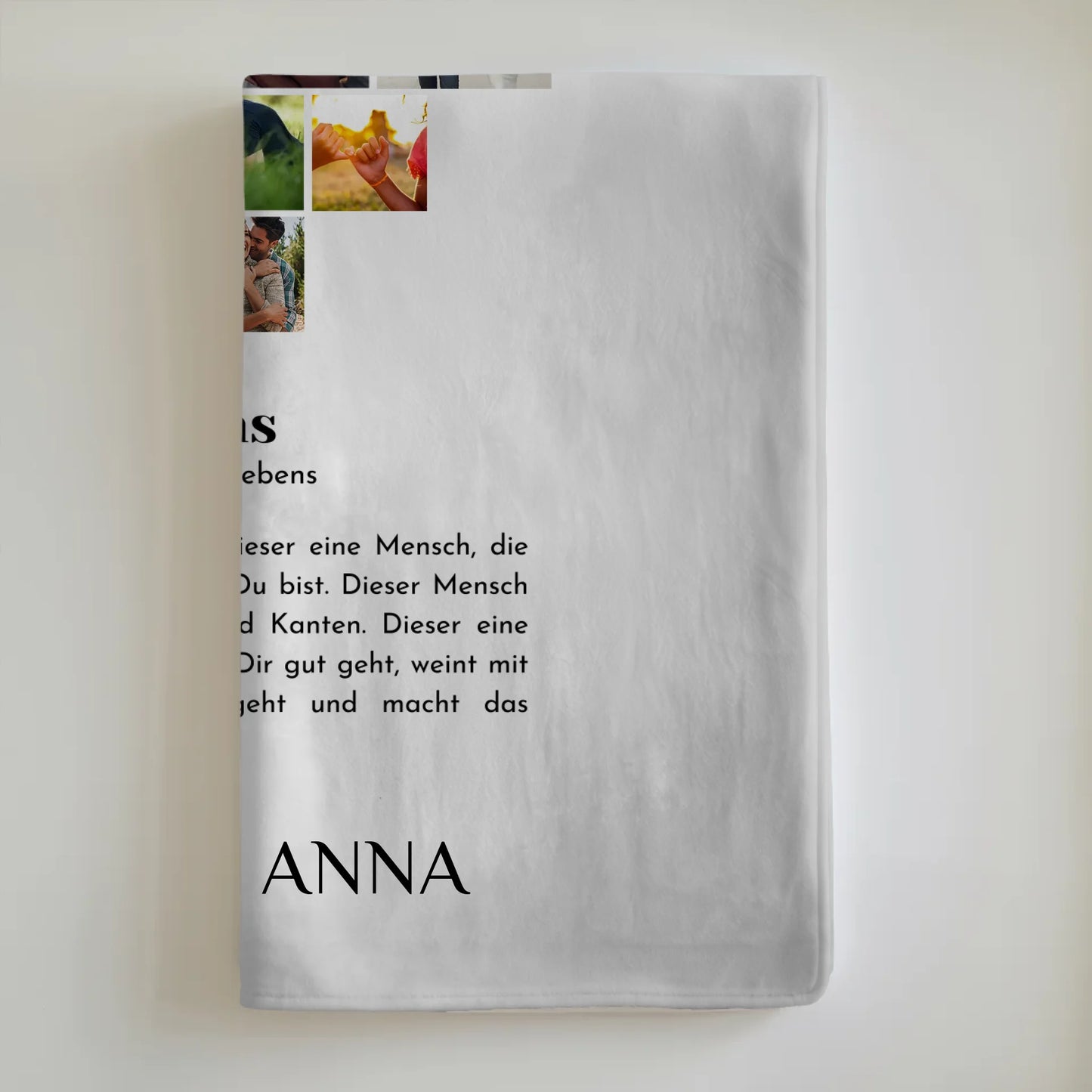 Personalisierte Fotocollage Kuscheldecke Definition Liebe für Paare