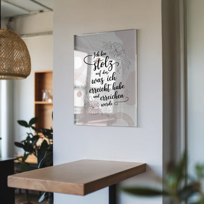 Wandbild Acrylglas - Stolz auf Erreichtes und Kommendes