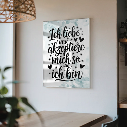 Acrylglas Bild Ich liebe mich positiv akzeptieren