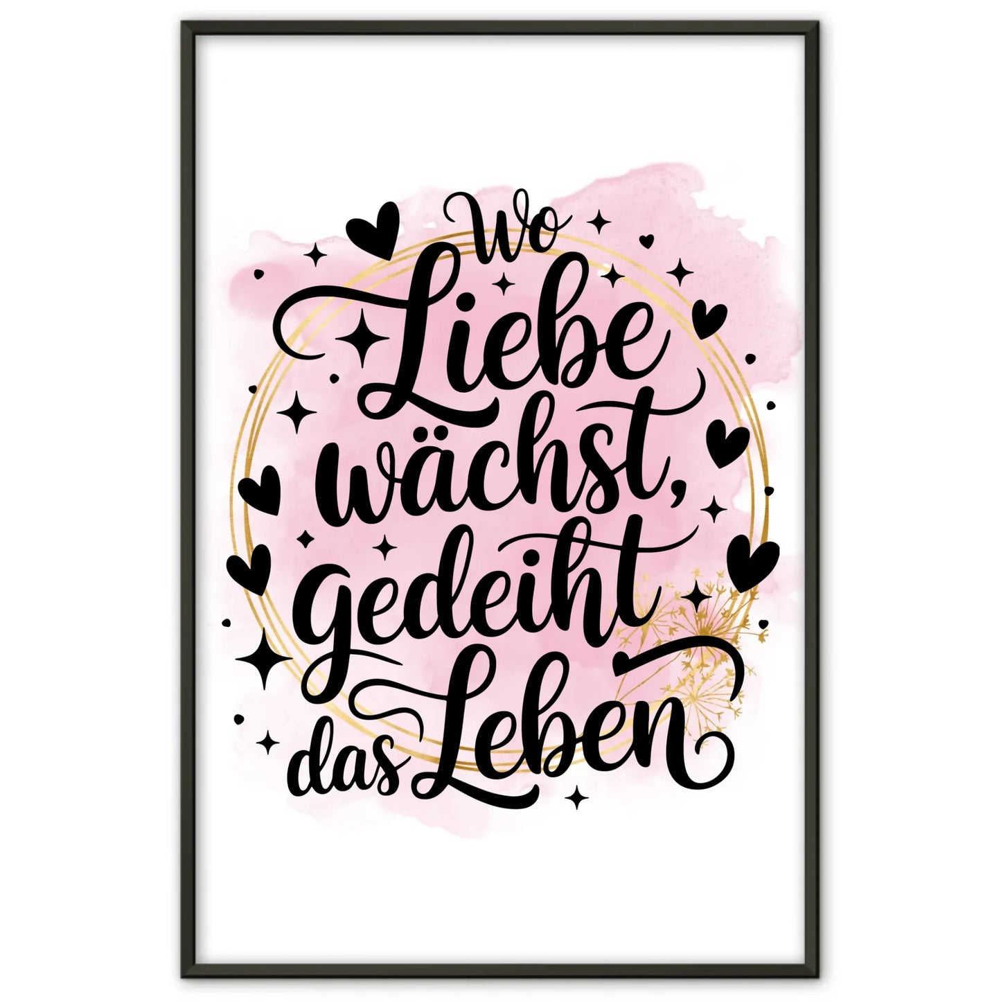 Poster Spruch Wo Liebe wächst gedeiht das Leben Geschenkidee
