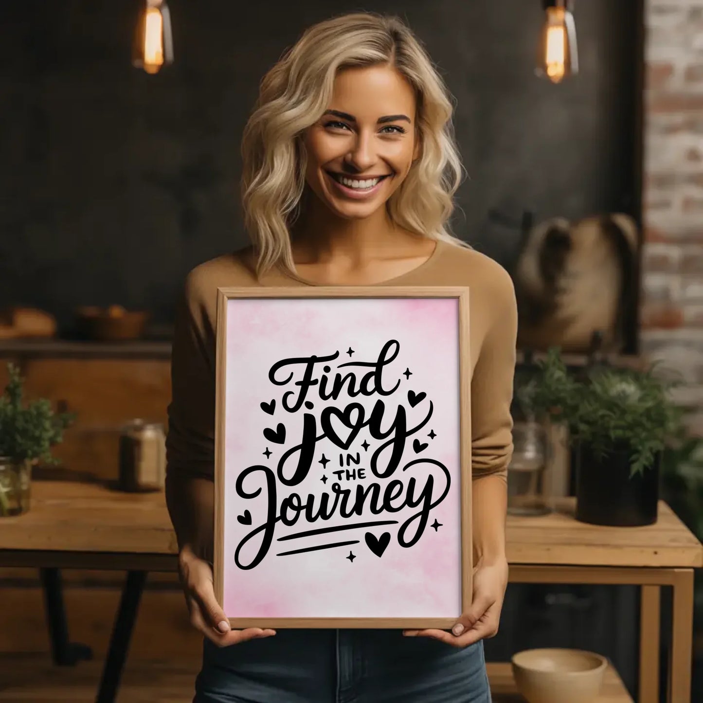 Poster mit Spruch Find joy in the journey personalisiert Geschenk