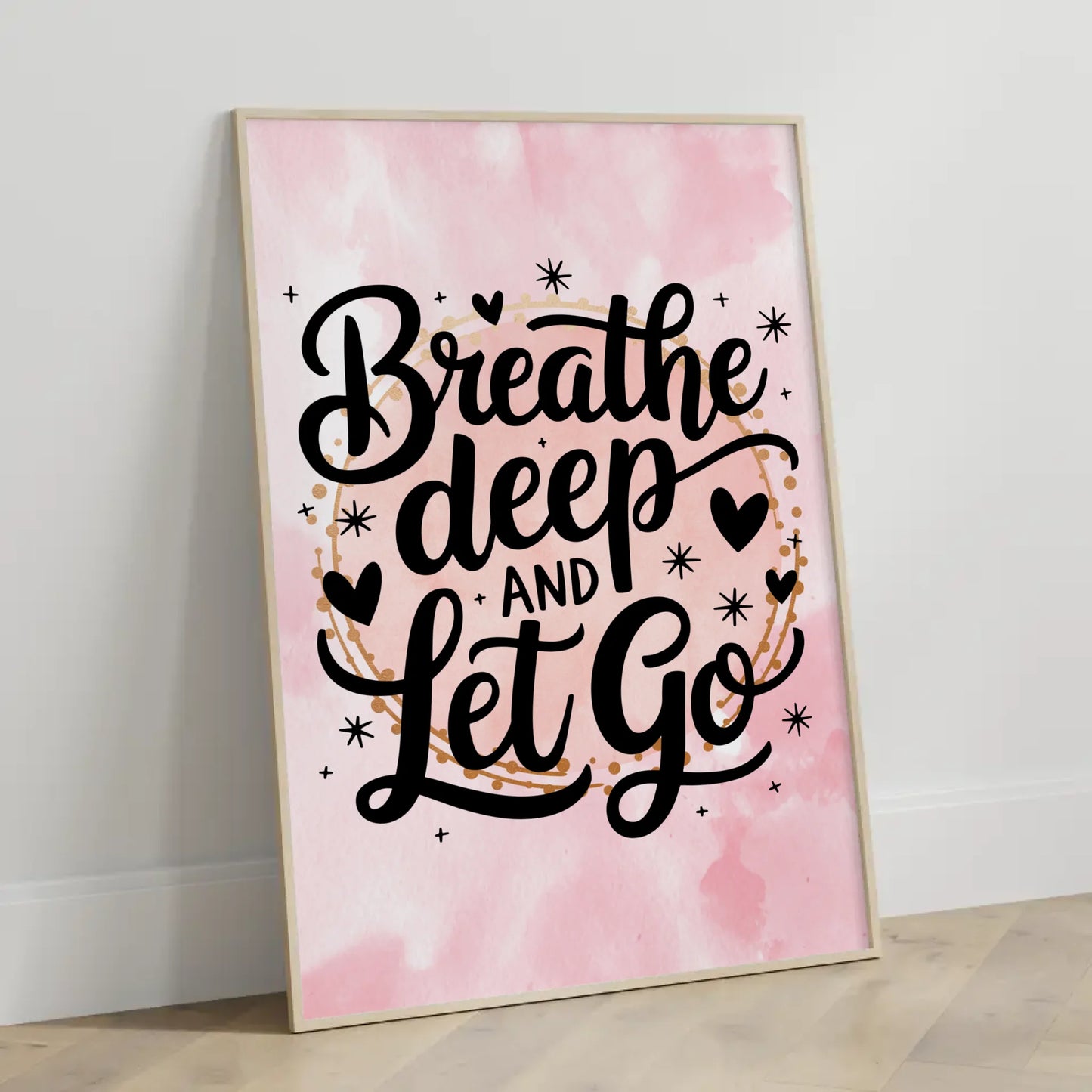 Personalisierte Poster Spruch Breathe deep and let go