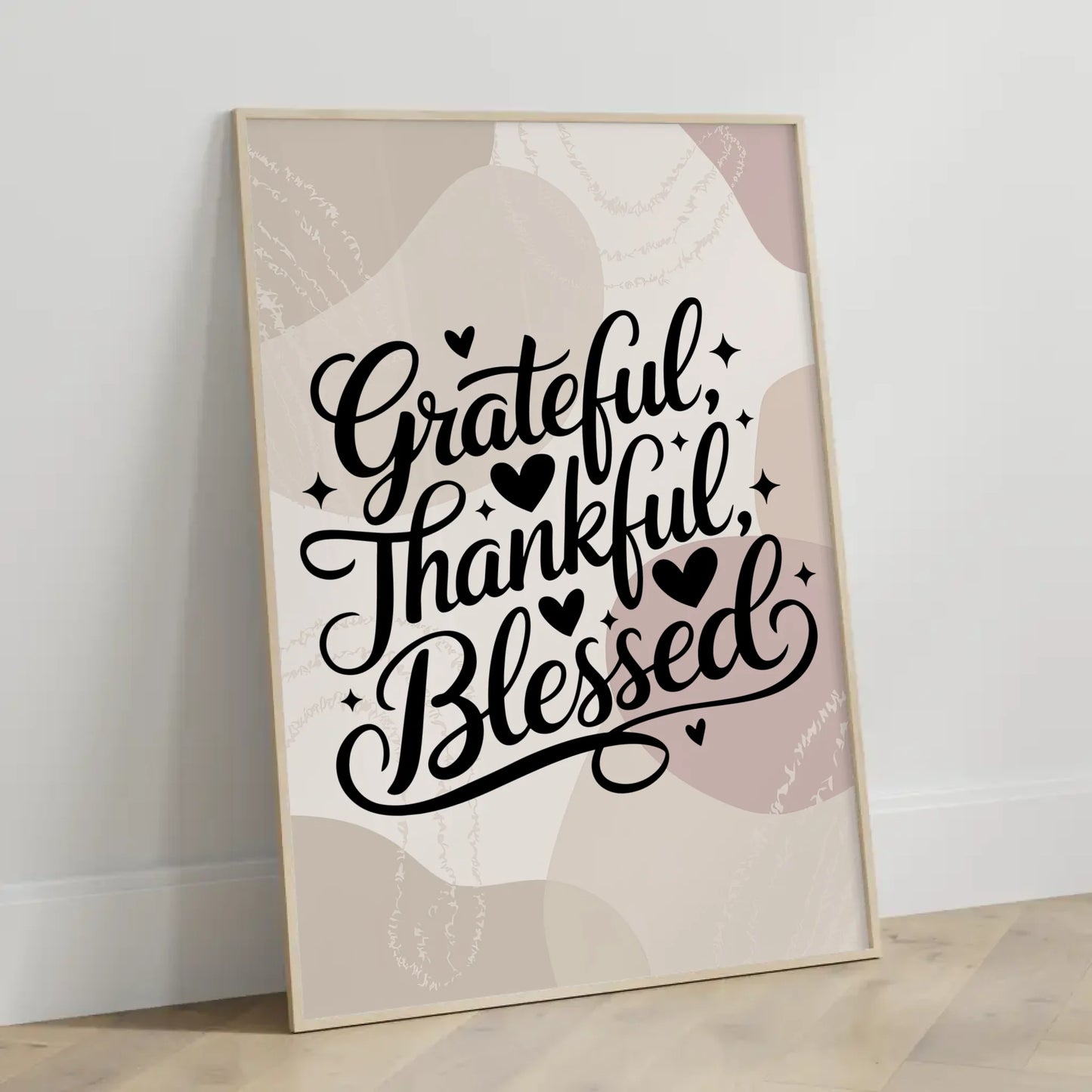 Personalisiertes Poster Spruch Grateful Thankful Blessed
