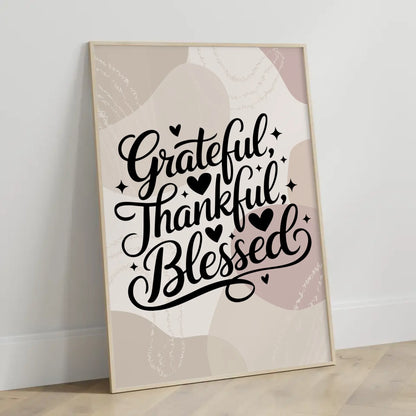 Personalisiertes Poster Spruch Grateful Thankful Blessed