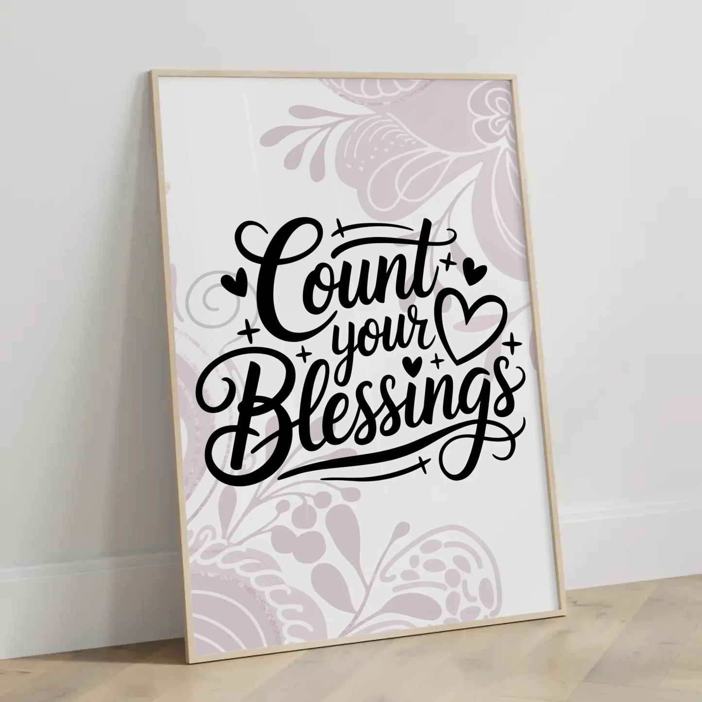 Poster Spruch Count your blessings für personalisierte Geschenke