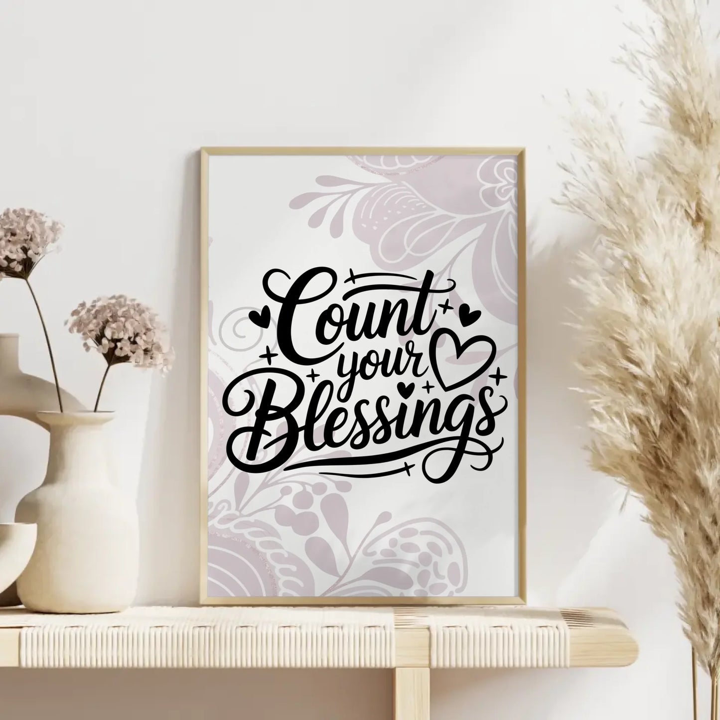 Poster Spruch Count your blessings für personalisierte Geschenke
