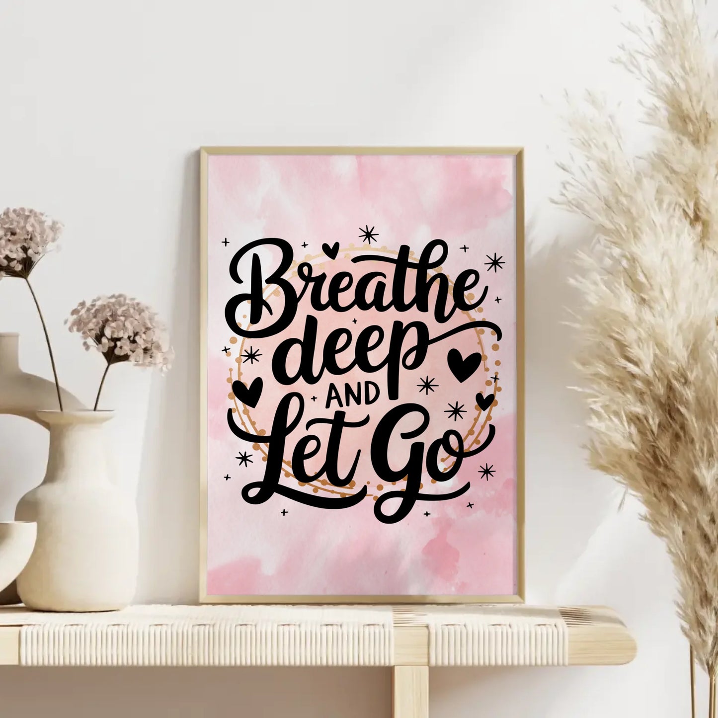 Personalisierte Poster Spruch Breathe deep and let go