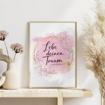 Spruchposter Lebe deinen Traum für persönliche Geschenke