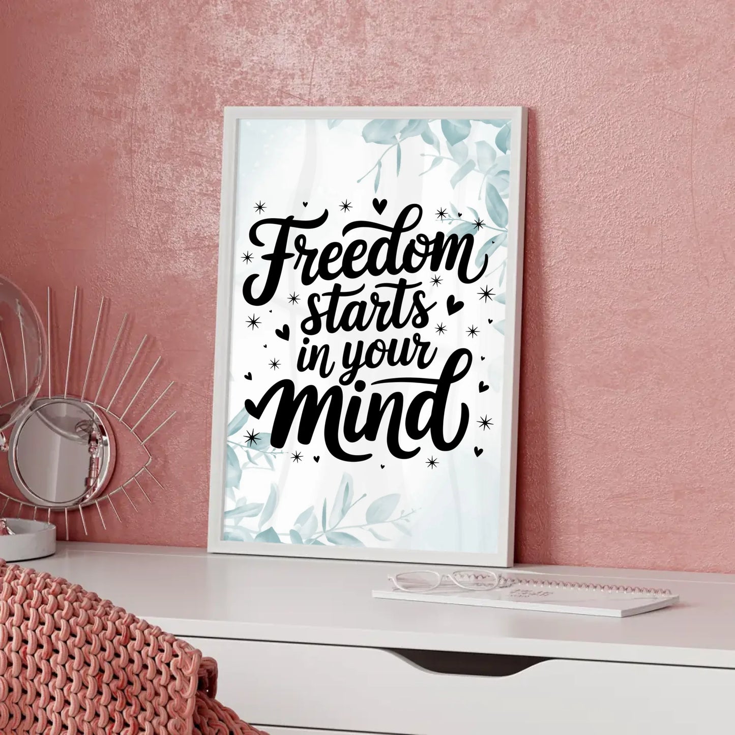 Poster Mit Spruch Freedom starts in your mind personalisiert