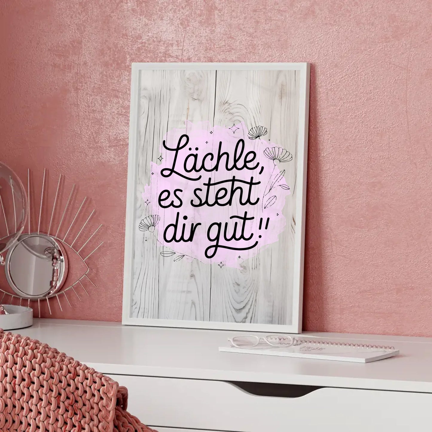 Spruchposter Lächle es steht dir gut personalisierte Geschenke