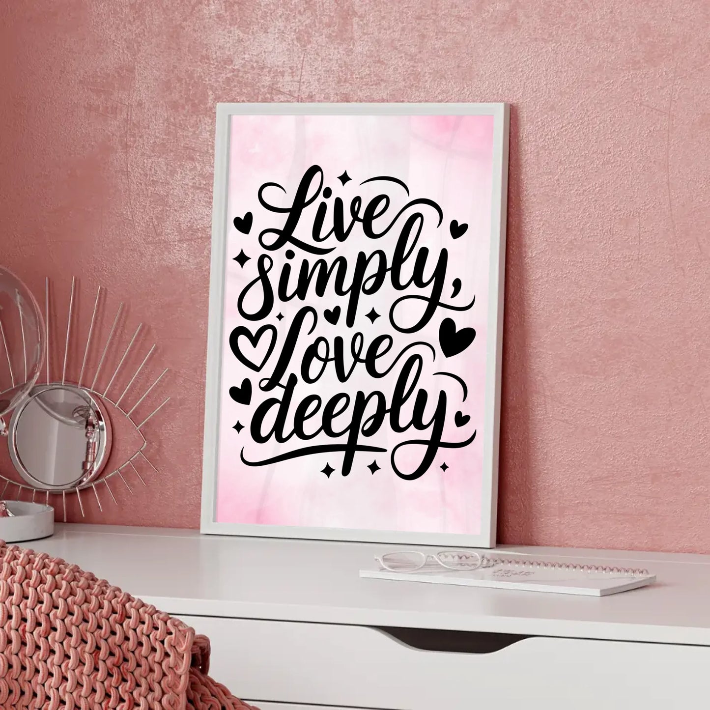 Spruchposter Live simply love deeply personalisierte Wanddeko