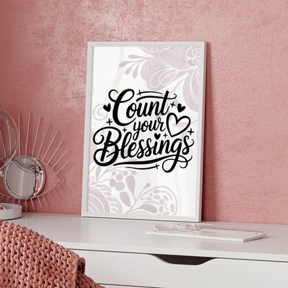 Poster Spruch Count your blessings für personalisierte Geschenke