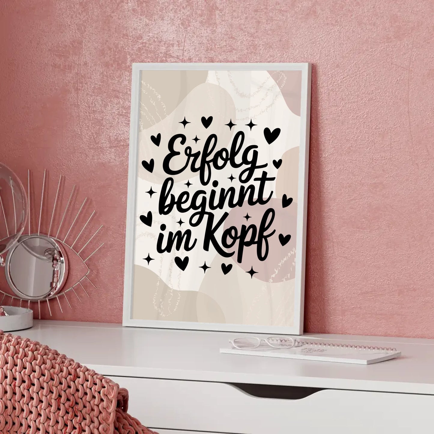 Spruchposter Erfolg beginnt im Kopf für jede Gelegenheit