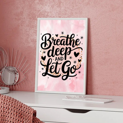 Personalisierte Poster Spruch Breathe deep and let go
